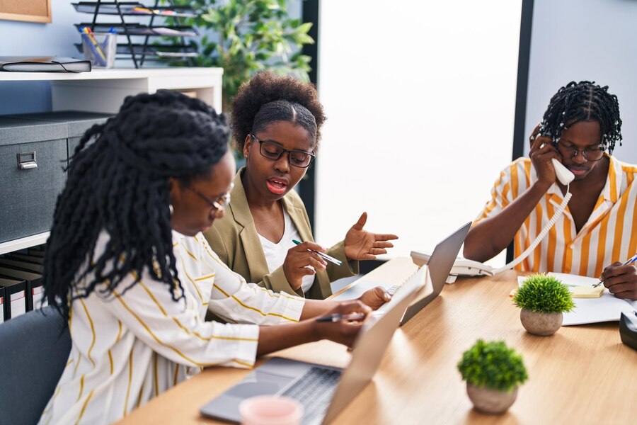 young african interns at the office
